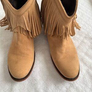 Source Unknown Camel Fringe Ankle Boots